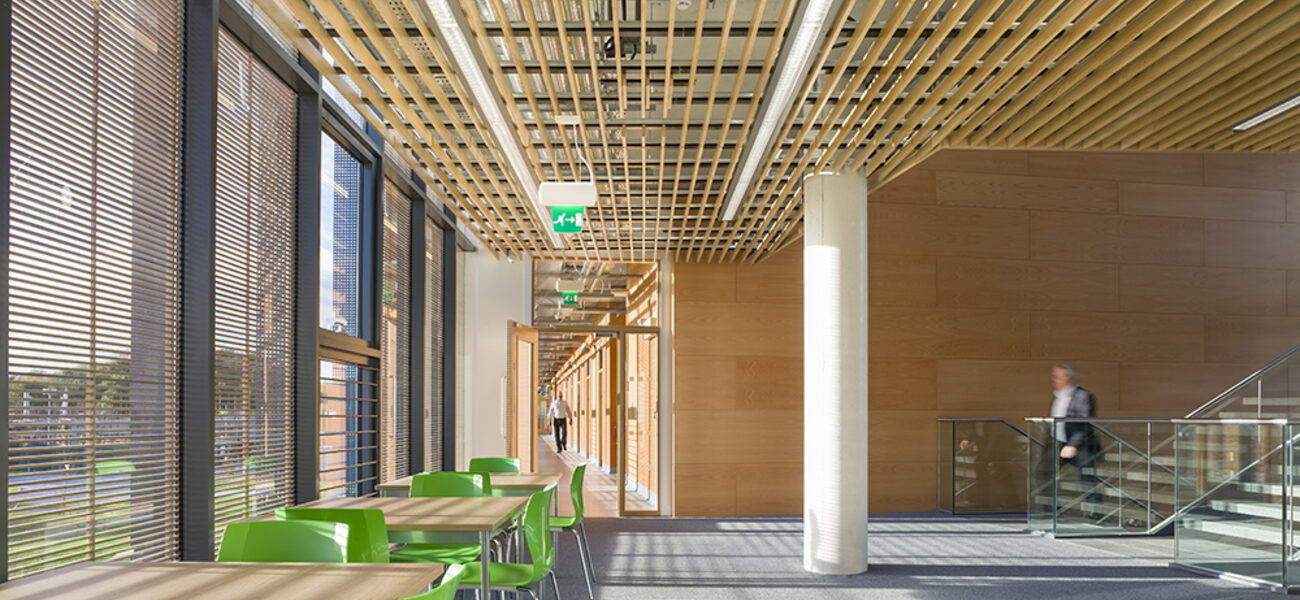 Atrium Lobby with Oak Curtainwall