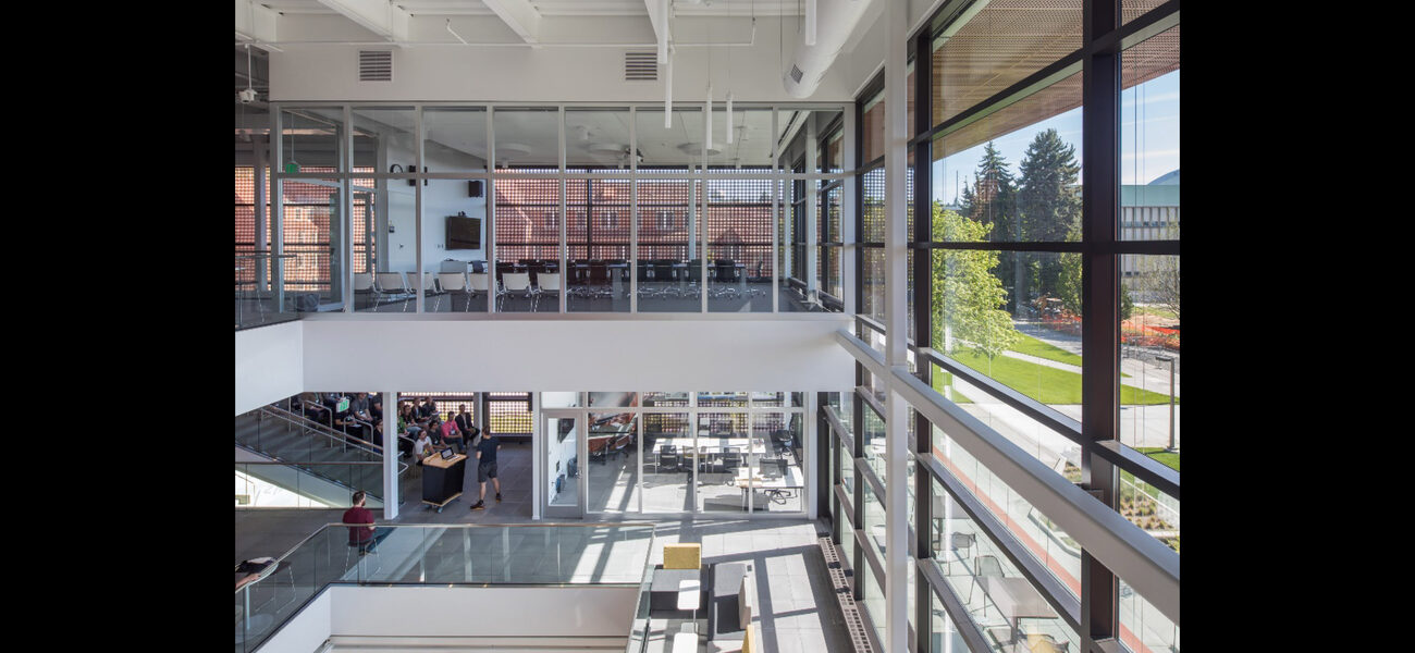 Third-floor conference room overlooking the atrium