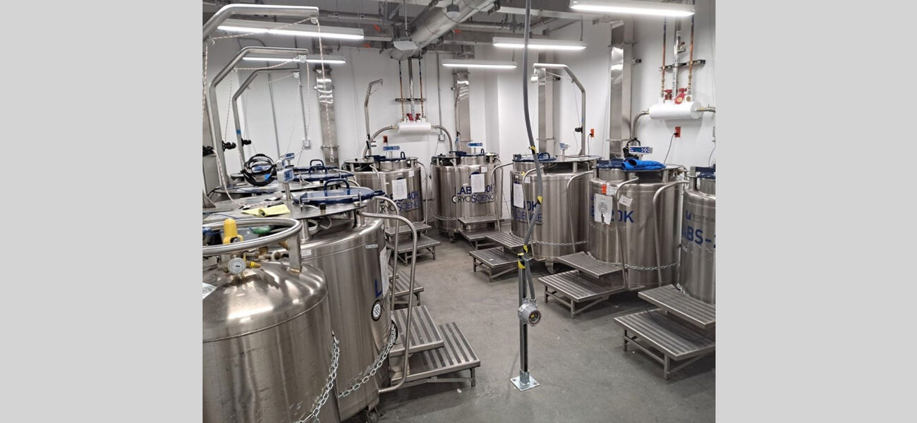 A room full of large stainless steel tanks.