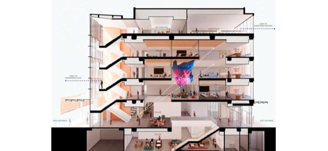 Diagram showing how sunlight fills the atrium space