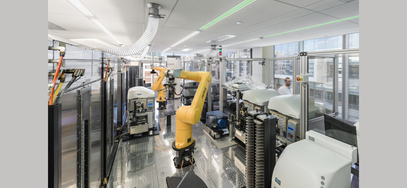 Robotic machines in a lab