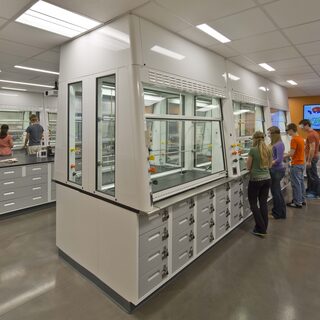 Four-Sided Glass Fume Hood Islands